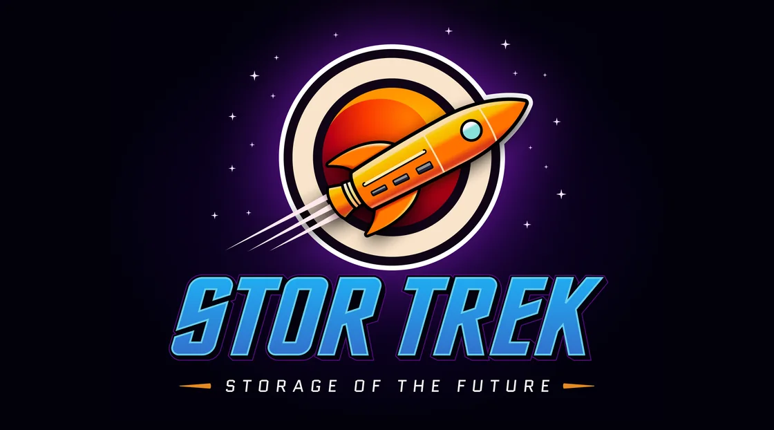Stor Trek logo, a rocket in a circular badge